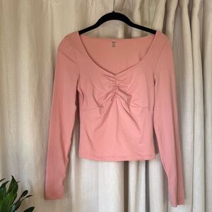 Roxy Dusty Pink Ruched Long Sleeve Top